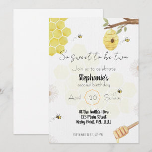 so sweet to be two- bee edit birthday invitation