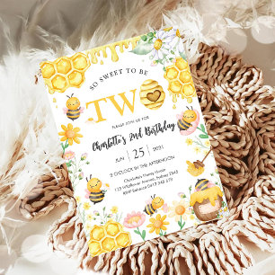 So Sweet To Be Two Honey Bee 2nd Birthday Invitation
