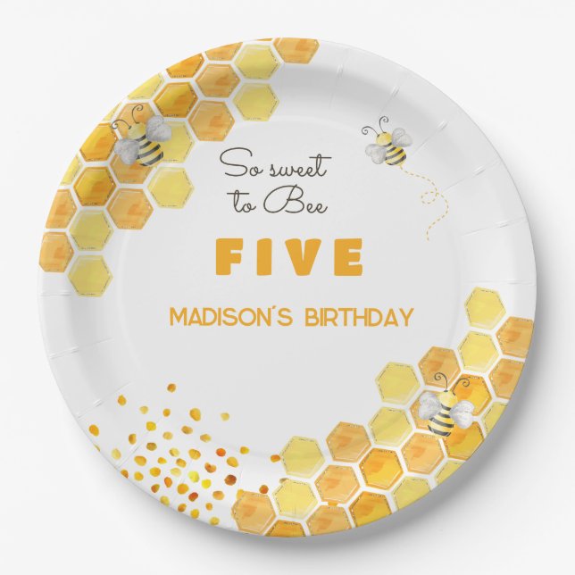 So sweet to bee kids birthday  paper plate (Front)