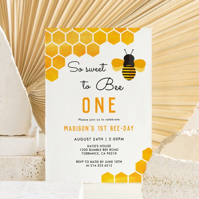 So Sweet To Bee One 1st Bee Day Birthday Invitation (Creator Uploaded)