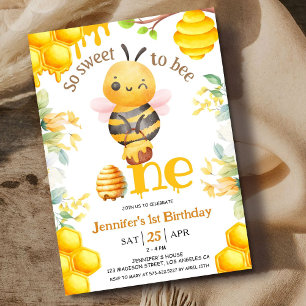 So Sweet To Bee One! 1st Birthday Girl Invite