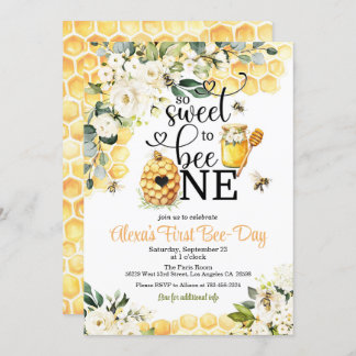 So Sweet to Bee One 1st Birthday Invitation