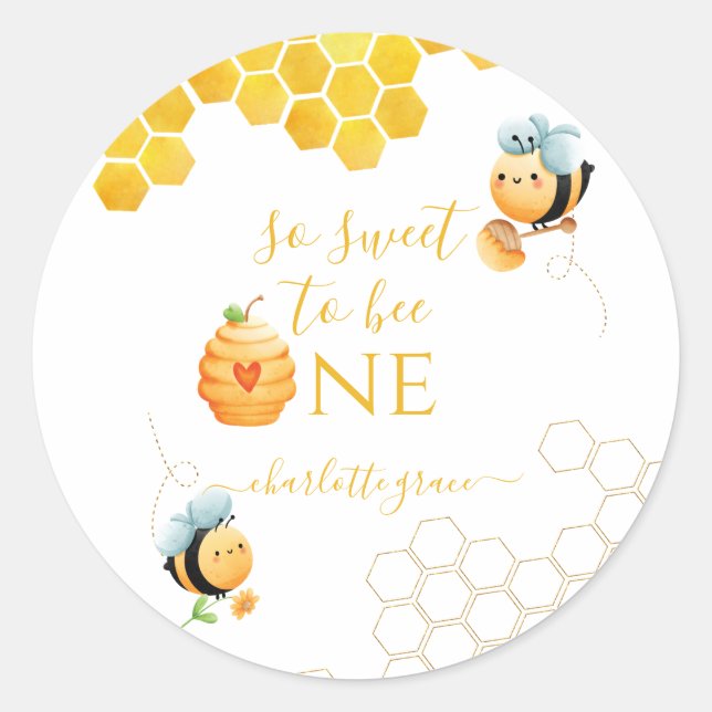 So Sweet To Bee One Bee Birthday Classic Round Sticker (Front)