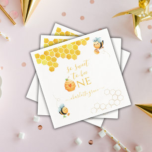 So Sweet To Bee One Bee Birthday Napkin