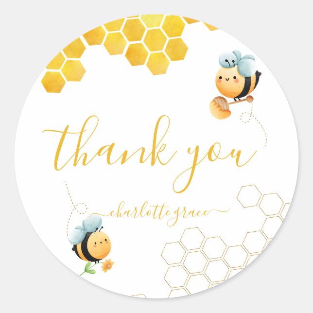 So Sweet To Bee One Bee Thank You Birthday Classic Round Sticker (Front)