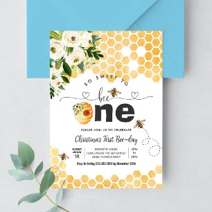 So Sweet To Bee One Bee Theme Party First Birthday Invitation