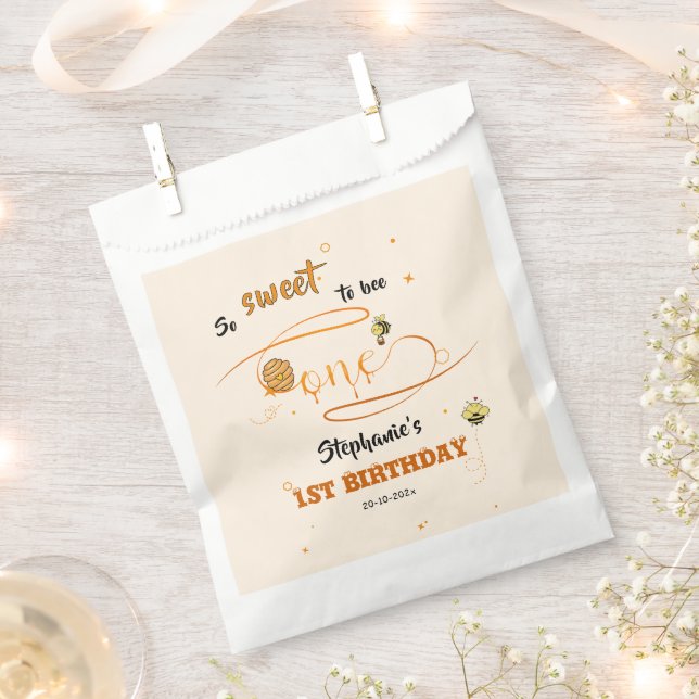 So Sweet To Bee One Cute Honey Bee 1st Birthday Favour Bags (Clipped)