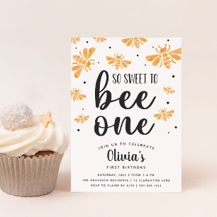 So Sweet To Bee One First Birthday Party Invitation