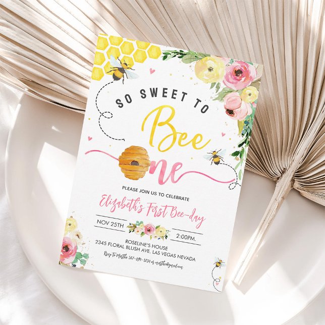 So Sweet To Bee One Party Bee-Day 1st Birthday Invitation (Creator Uploaded)