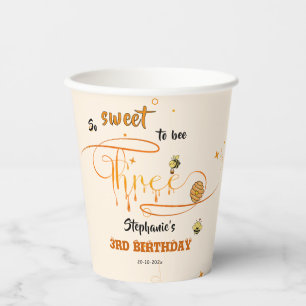 So Sweet To Bee Three Cute Honey Bee 3rd Birthday Paper Cups