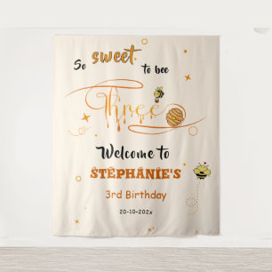 So Sweet To Bee Three Cute Honey Bee 3rd Birthday Tapestry