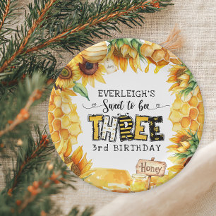 So sweet to bee three floral 3rd birthday paper plate