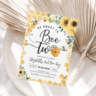 So Sweet To Bee Two 2nd Birthday Invitation