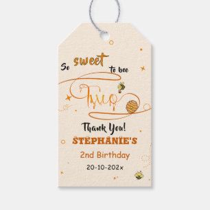So Sweet To Bee Two Cute Honey Bee 2nd Birthday Gift Tags
