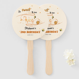 So Sweet To Bee Two Cute Honey Bee 2nd Birthday Hand Fan