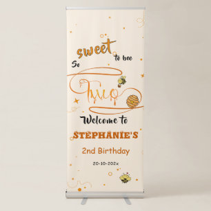 So Sweet To Bee Two Cute Honey Bee 2nd Birthday Retractable Banner