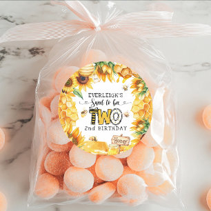 So sweet to bee two floral 2nd birthday  classic round sticker