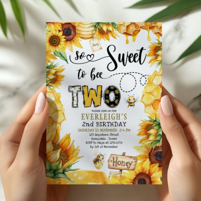 So sweet to bee two floral 2nd birthday Invitation (Creator Uploaded)