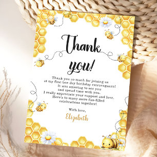 So Sweet To Bee Yellow Birthday Thank You Card
