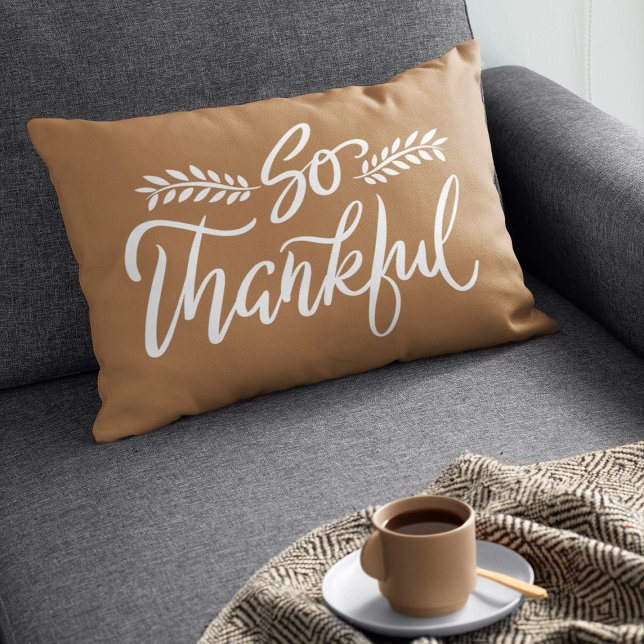 So Thankful Brush Calligraphy Accent Pillow (Creator Uploaded)