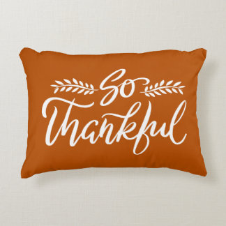 So Thankful Brush Calligraphy Accent Pillow