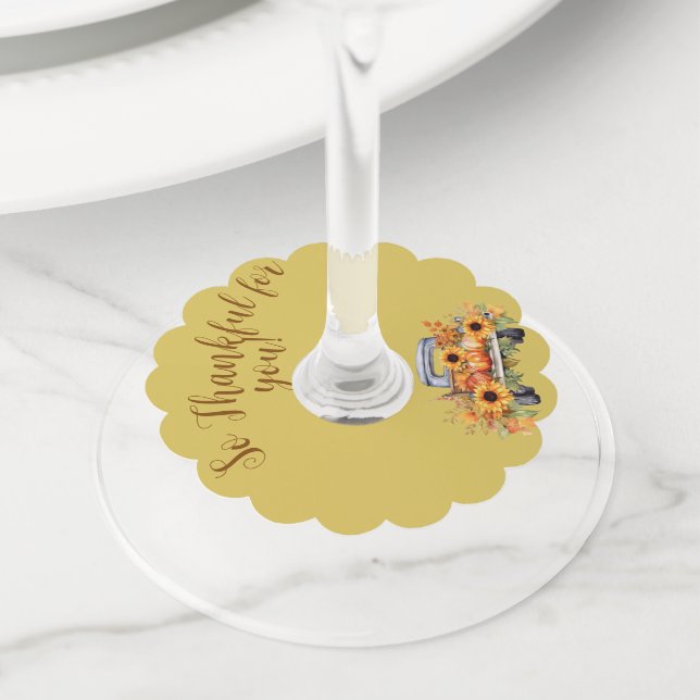"So Thankful for You!"  Wine Glass Tag (Close Up)
