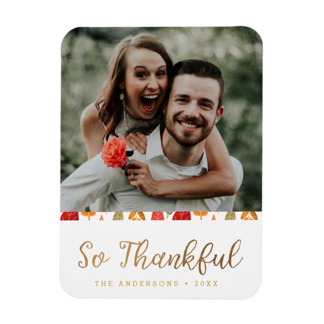 So Thankful Thanksgiving Typography Magnet (Vertical)