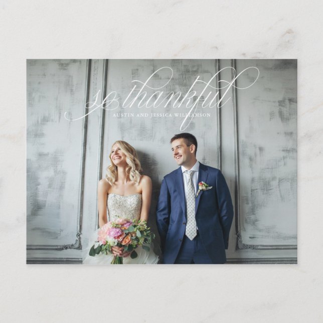 So Thankful Wedding Thank You Post Card (Front)