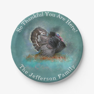 So Thankful You Are Here Thanksgiving Turkey Paper Plate