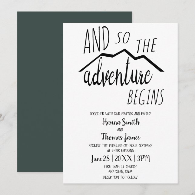 So The Adventure Begins Rustic Mountain Wedding In Invitation (Front/Back)