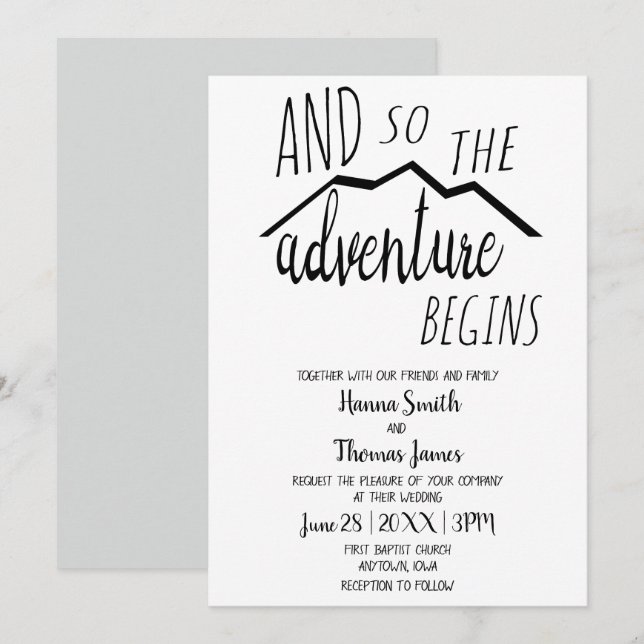 So The Adventure Begins Rustic Mountain Wedding In Invitation (Front/Back)