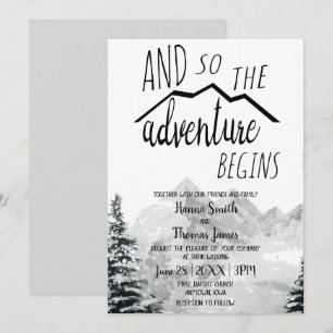 So The Adventure Begins Rustic Mountain Wedding Invitation