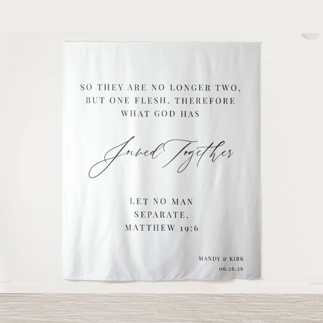So They Are No Longer Two Wedding Backdrop Banner Tapestry (Front)