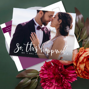 So This Happened Elopement Photo Announcement Postcard