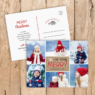 So Very Merry 6 Photo Collage Holiday Postcard