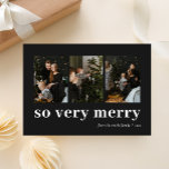 So Very Merry Black Modern 3 Photo Collage Holiday Card<br><div class="desc">So Very Merry Black Modern 3 Photo Collage Holiday Card. Send customisable and personalised holiday greetings to friends,  colleagues and family in simple,  chic,  elegant and modern photo design festive,  natural minimalist style cards! Below the calligraphy features your custom greeting message in modern typography.</div>