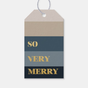 So Very Merry Blue Stripes Christmas Gift Tags