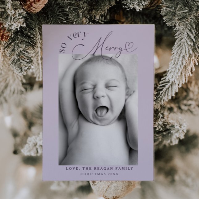 So Very Merry Christmas Purple Birth  Announcement (Creator Uploaded)