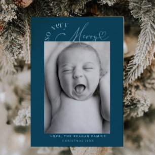 So Very Merry Christmas Teal Birth Announcement