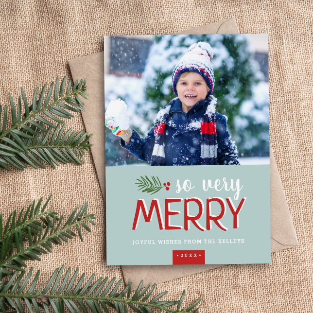 So Very Merry Magnetic Holiday Photo Card (Creator Uploaded)