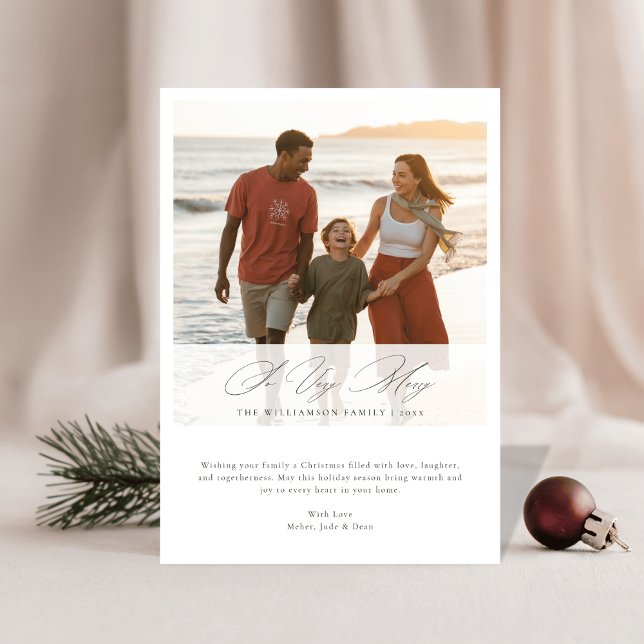  So Very Merry Minimalist Beach Family Photo Holiday Card (Creator Uploaded)