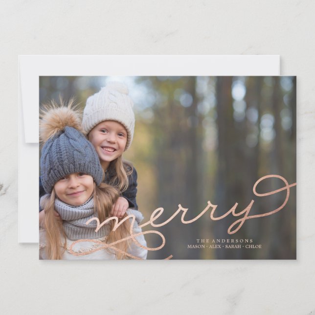 SO VERY MERRY ROSE GOLD Christmas Card (Front)