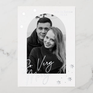 So Very Merry Silver Foil Arch Photo Holiday Card