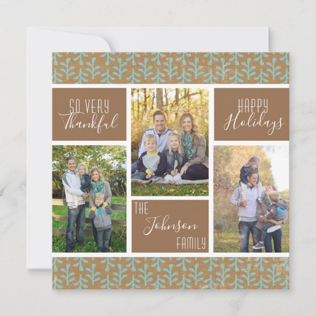 So Very Thankful Photo Collage Thanksgiving Holiday Card (Front)