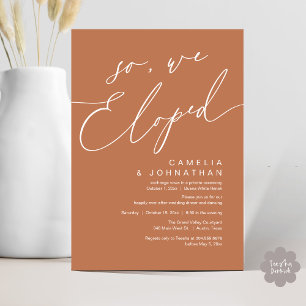 So, We Eloped Modern Romantic Wedding Dinner Party Invitation