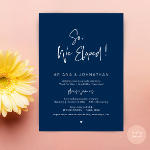 So, We Eloped, Modern Wedding Elopement Dinner Invitation