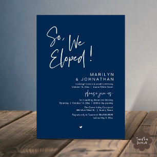 So, We Eloped, Modern Wedding Elopement Dinner Invitation