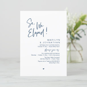 So, We Eloped, Modern Wedding Elopement Dinner Invitation