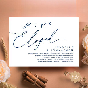 So, We Eloped, Romantic Wedding Dinner Party Invitation