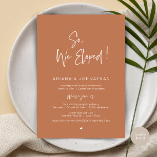 So, We Eloped, Wedding Elopement, in Copper Rust Invitation